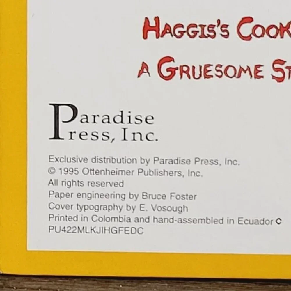 Vintage 1995 A Monster Pop-up Book Haggi's Cookies Halloween Theme